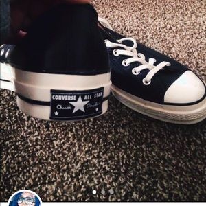Black leather converse never worn